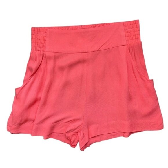 Aritzia Talula Shorts High Rise Waist elastic waistband Coral Pink Flowy Small - Picture 2 of 16